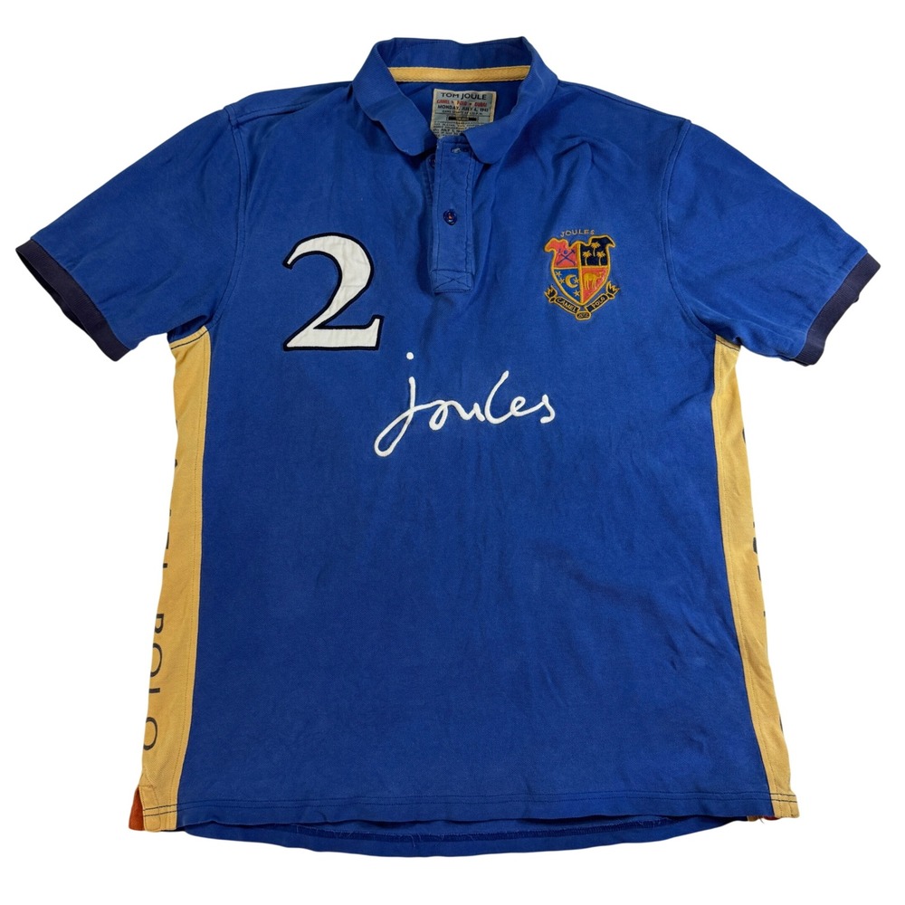 Vintage Tom Joule Camel Polo Dubai Crest Pique Blue Polo Shirt Men's Size M Y2K